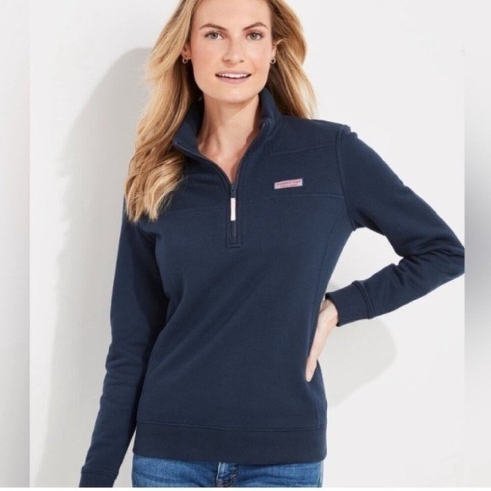 Vineyard Vines Navy Blue Pink Shepshirt Quarter Zip Pullover Size Small Preppy